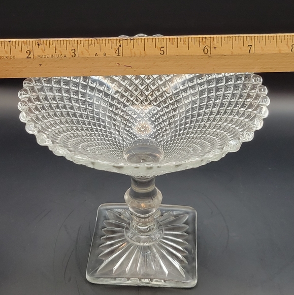 Vintage Miss America Clear Glass 4 3/4in Tall Pedestal Candy Dish Compote - Picture 5 of 9